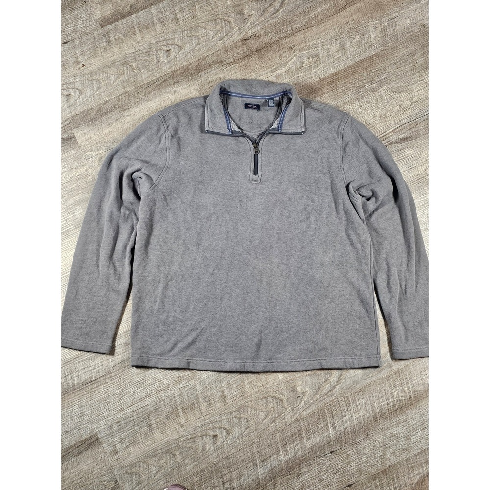 Arrow Mens Quarter Zip Pullover Sweater Gray Long Sleeve Mock Neck Size Large